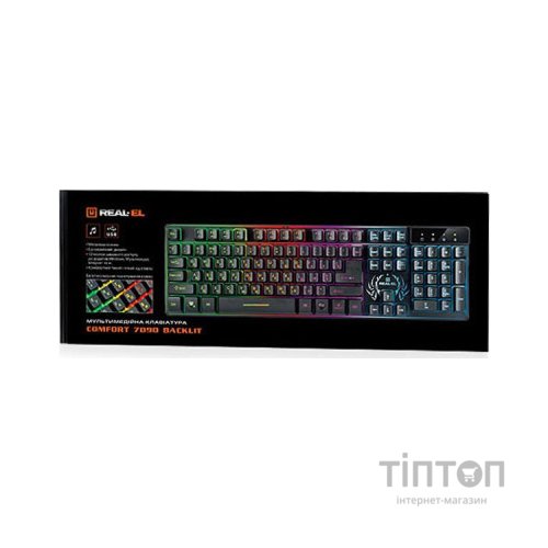 Клавіатура REAL-EL 7090 Comfort Backlit, black