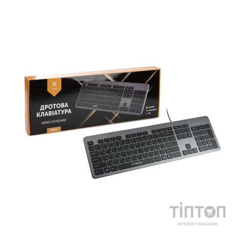 Клавіатура Vinga KB735 black-grey