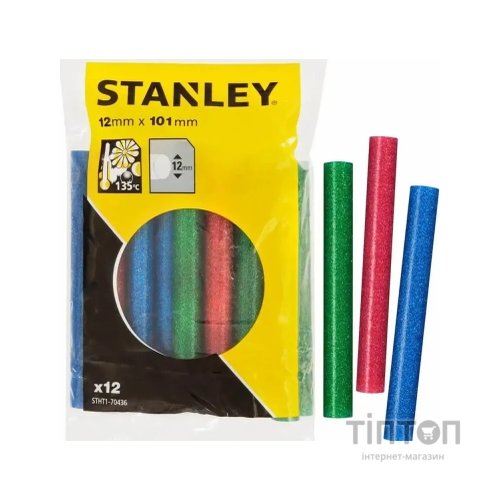 Клейові стержні Stanley d=11,3 мм, L= 100 мм, низкотемпературный, три цвета, 12 шт (STHT1-70436)