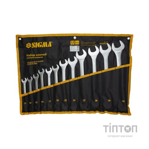 Ключ Sigma набір ріжково-накидних 12шт 13-32мм CrV satine, тк чохол (6010211)