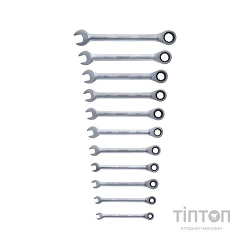 Ключ Sigma набір ріжково-накидних тріскачкові 11шт, 8-17, 19мм CrV (6010531)