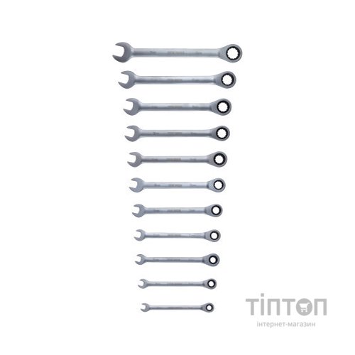 Ключ Sigma набір ріжково-накидних тріскачкові 11шт, 8-17, 19мм CrV (6010531)