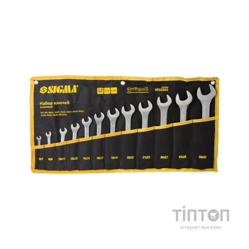 Ключ Sigma набір ріжкових 12шт 6-32мм CrV satine, тк чохол (6010341)