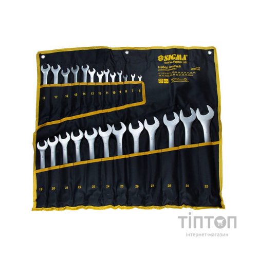 Ключ Sigma набір рожково-накидних 25шт 6-32мм CrV satine, тк чохол (6010141)