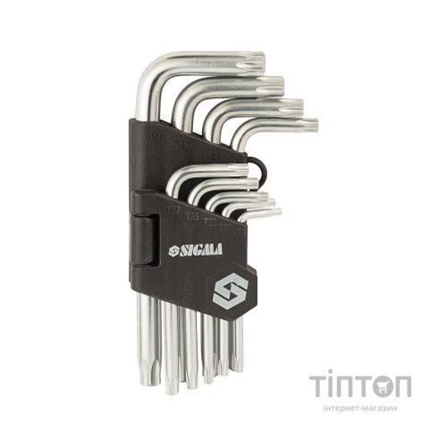 Ключ Sigma набір TORX 9шт T10-T50 CrV, короткі з отвором (4022211)