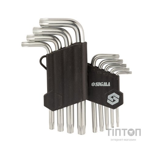 Ключ Sigma набір TORX 9шт T10-T50 CrV, короткі з отвором (4022211)