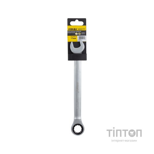 Ключ Sigma ріжково-накидний з тріскачкою 17мм CrV satine (6022171)