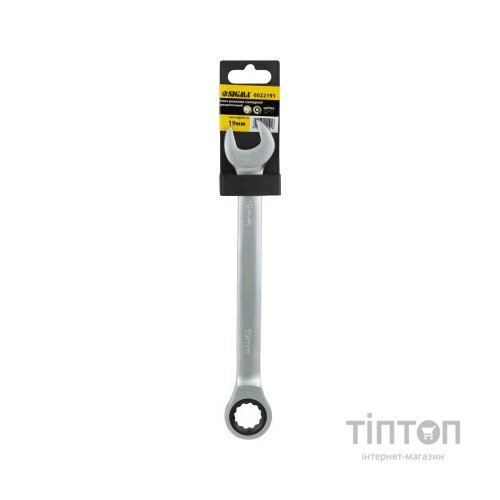 Ключ Sigma ріжково-накидний з тріскачкою 19мм CrV satine (6022191)