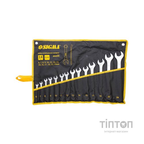 Ключ Sigma рожково-накидний 14шт 6-24мм CrV satine (тк чохол) (6010161)
