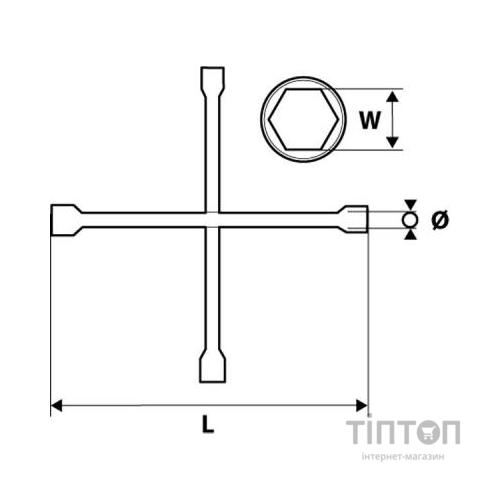 Ключ Topex балонний, 17 х 19 х 22 мм, 13/16'' (37D310)
