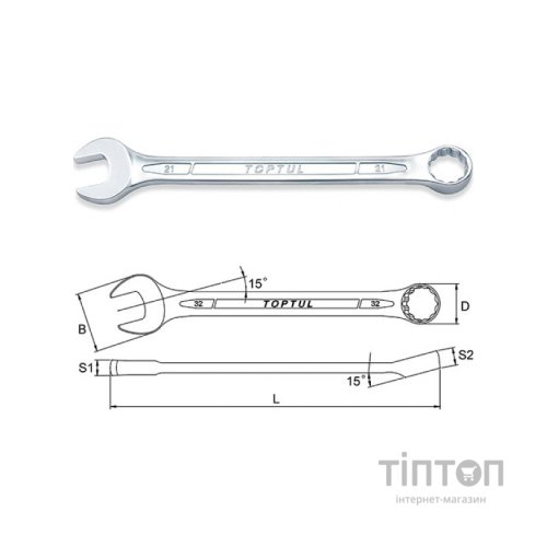 Ключ Toptul гайковий комбінований 9мм (AAEB0909)