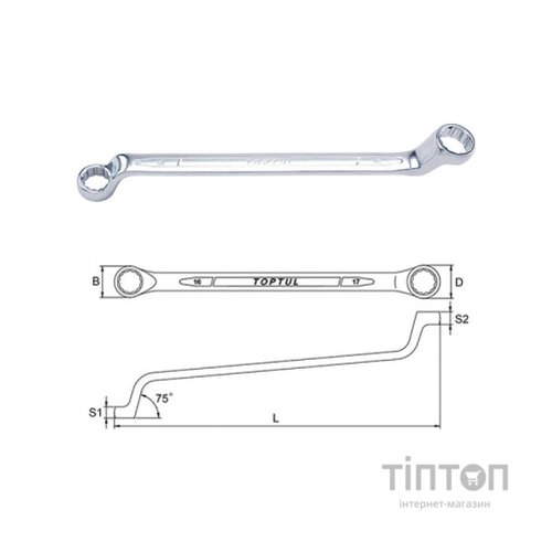 Ключ Toptul гайковий накидний (кут 75 °) 30х32мм (AAEI3032)