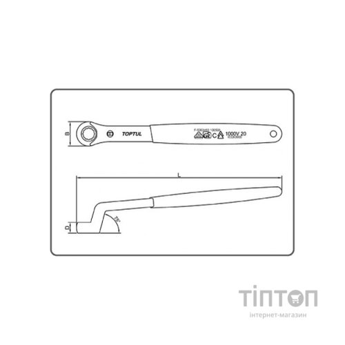Ключ Toptul ізольований накидний (кут 75°) 21мм 1000V VDE (AAAW2121V4)