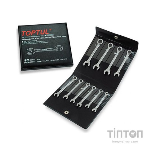 Ключ Toptul ключів дюймових комбінованих мініатюрних 10 шт. (5/32"-7/16" (GBBA1001)