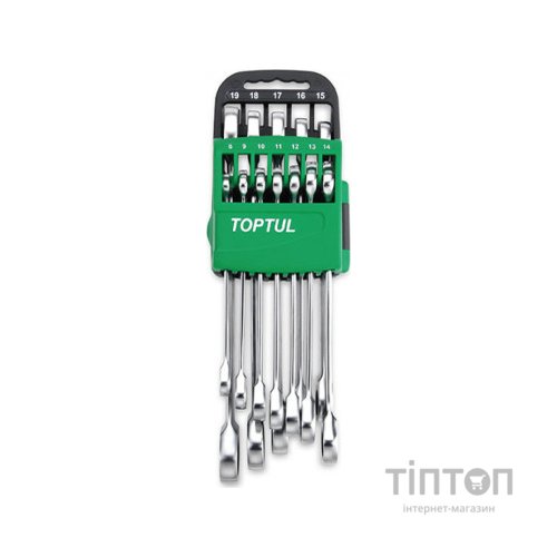 Ключ Toptul ключів комбінованих з тріскачкою 8-19мм 10од. на холдері (GSCQ1001)