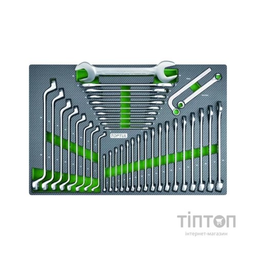 Ключ Toptul ключів накидних, рожкових 6-32мм 37 in. (у ложементі, тип D) (GED3701)