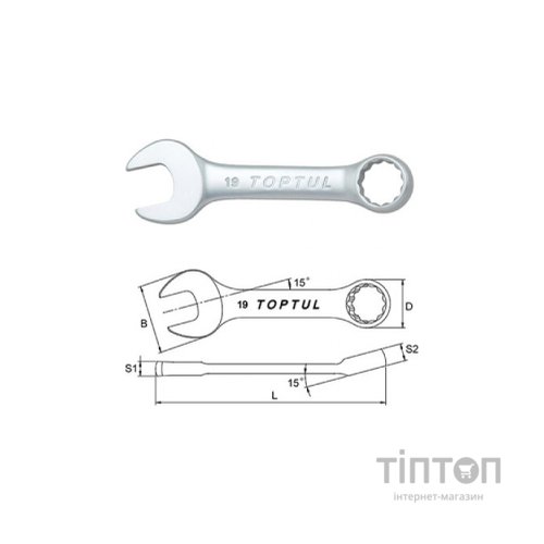 Ключ Toptul комбінований укорочений 12мм (AAAF1212)