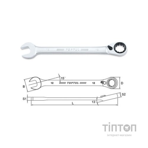 Ключ Toptul комбінований з тріскачкою 17мм (ABAF1717)