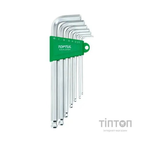Ключ Toptul шестигранний подовжений з шаром 2,5-10мм 7шт. (GAAL0704)