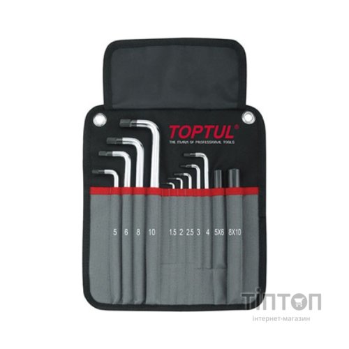 Ключ Toptul шестигранний з кулею 1,5-10мм 11шт. супердовгий у чохлі (GPAQ1101)