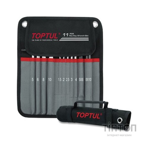Ключ Toptul шестигранний з кулею 1,5-10мм 11шт. супердовгий у чохлі (GPAQ1101)