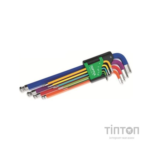 Ключ Toptul шестигранний з кулею 1,5-10мм 9шт. різнокольорових (GAAL0918)