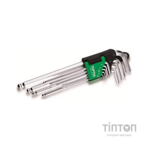 Ключ Toptul шестигранний з кулею 1,5-10мм 9шт. супердовгий (GAAL0917)