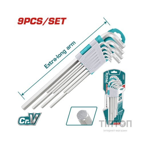 Ключ Total THT106192 шестигранний подовжений, 1.5-10мм, 9шт. (THT106192)