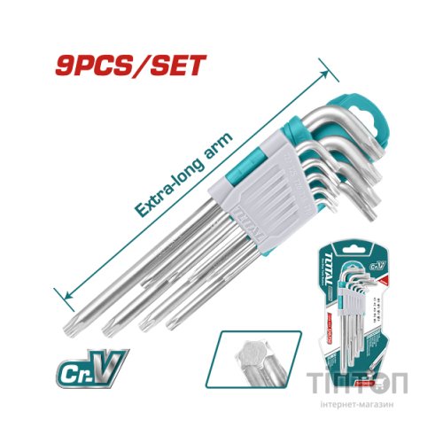 Ключ Total THT106391 Torx подовжений, T10-T50, 9шт. (THT106391)