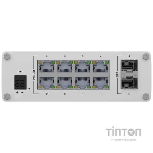 Коммутатор Teltonika TSW200 (TSW200000010) (industrial, unmanaged, 8xGE PoE+, 2xSFP, IP30, ALU Case, 2 pin industrial DC, max PoE 240W)