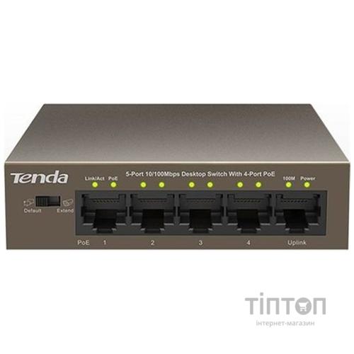 Коммутатор TENDA TEF1105P-4-63W (1xFE+4xFE PoE, 58Вт max)