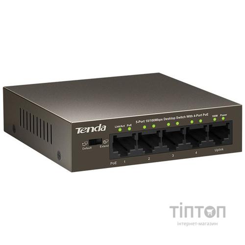 Коммутатор TENDA TEF1105P-4-63W (1xFE+4xFE PoE, 58Вт max)