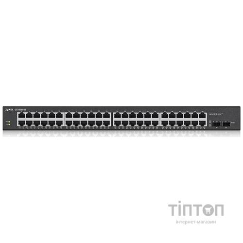 Коммутатор ZYXEL GS1900-48HPv2 (GS190048HPV2-EU0101F) (24xGE, 24xGE PoE+, 2xSFP, Max POE 170W, Web Smart)