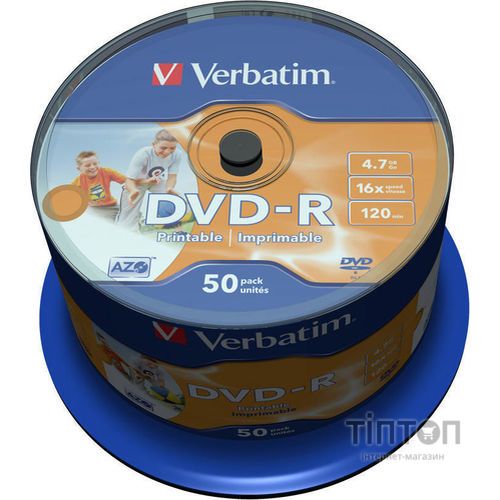 Компакт-диск Verbatim DVD-R 4,7GB 16x(50шт в упаковці)