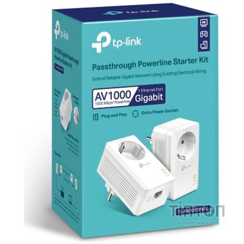 Адаптер Powerline TP-Link TL-PA7017P (AV2 1000, 1xGE, розетка)
