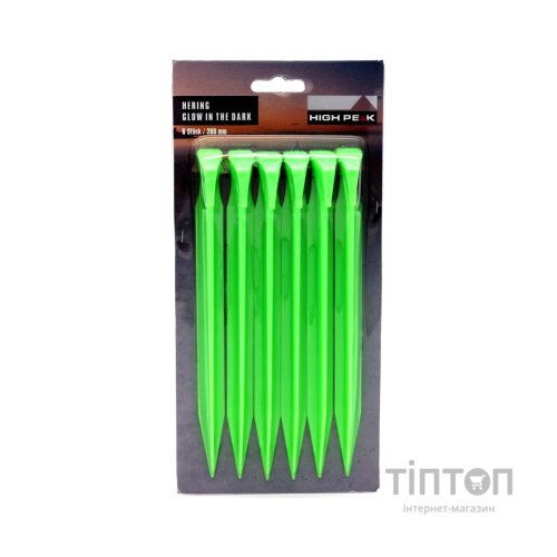 Комплект кілочків High Peak Glow in the Dark ABS Peg 20 см 6 шт Luminous Green (929003)