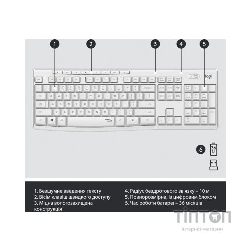 Комплект Logitech MK295 Silent UA Off-White (920-009824)