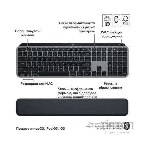 Комплект Logitech MX Keys S Combo для MAC Bluetooth/Wireles UA Space Grey (920-012845)