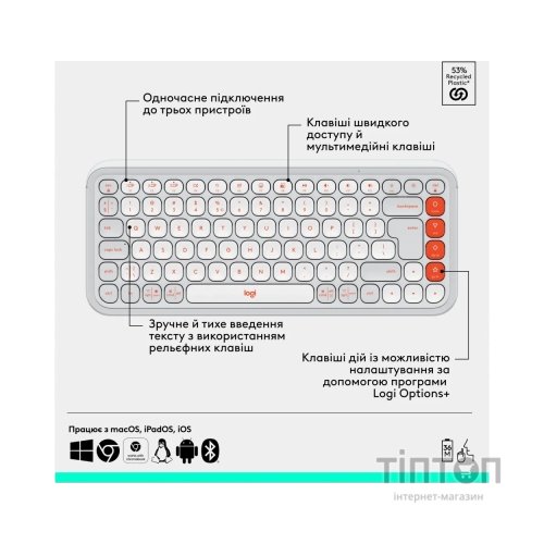 Комплект Logitech POP Icon Combo Bluetooth UA Off-White (920-013141)