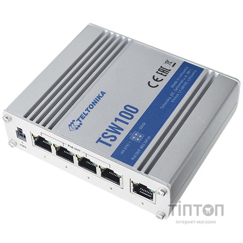 Комутатор 4xRJ-45 PoE (802.3af, 802.3at),1xRJ-45,L AN/WAN TSW100