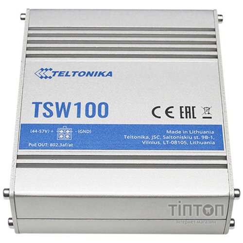Комутатор 4xRJ-45 PoE (802.3af, 802.3at),1xRJ-45,L AN/WAN TSW100