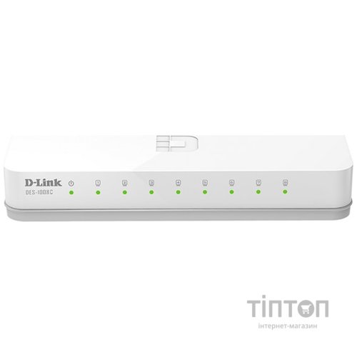 Комутатор D-Link DES-1008C 8-port Plastic Case WHITE з функцією енергозбереження