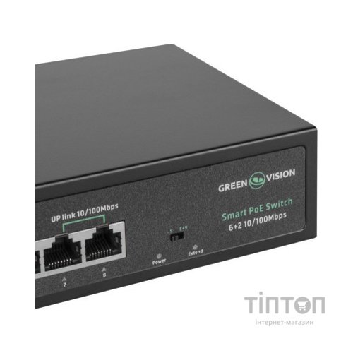 Комутатор мережевий Greenvision GV-015-D-06+2P