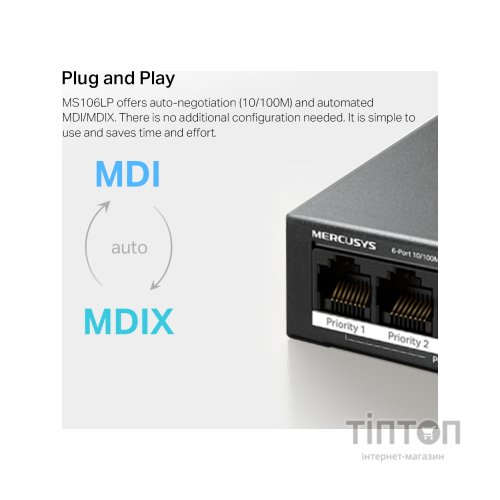 Комутатор мережевий Mercusys MS106LP