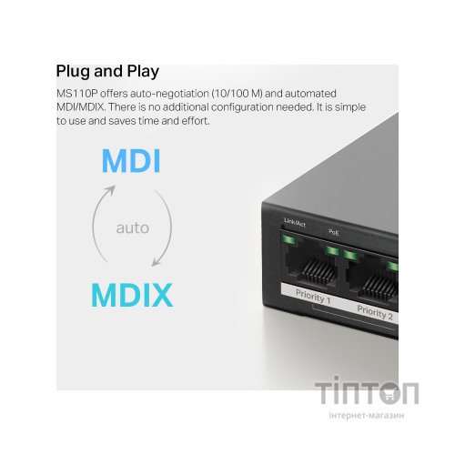 Комутатор мережевий Mercusys MS110P