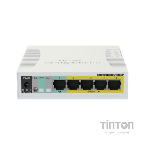 Комутатор мережевий Mikrotik RB260GSP (CSS106-1G-4P-1S)