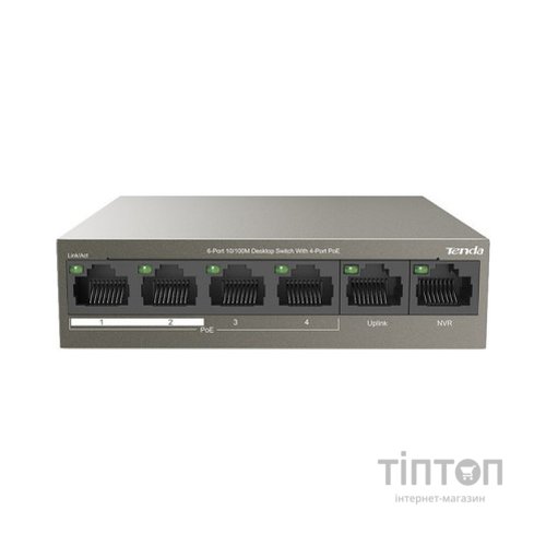 Комутатор мережевий Tenda TEF1106P-4-63W