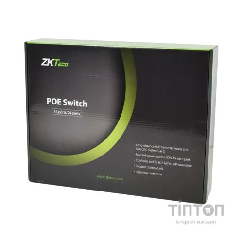 Комутатор мережевий ZKTeco ZK-PoE1621N-200W