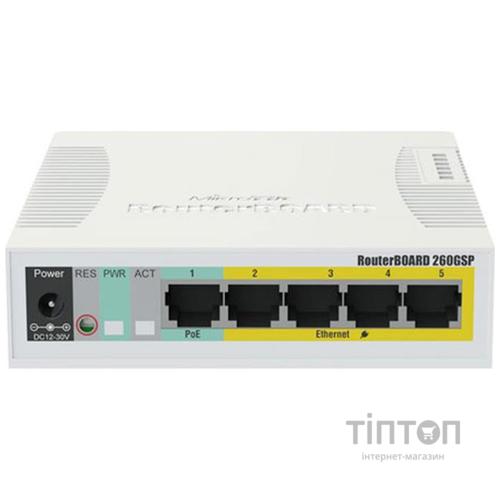 Комутатор MikroTik CSS106-1G-4P-1S (5x1Gb, 1x SFP, Passive PoE out на 2-5 портах)