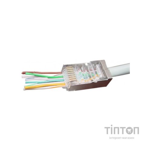 Конектор RJ45 cat.5e FTP 8P8C * 100 (наскрізні отв., позолоч. конт.) Cablexpert (LC-PTF-01/100)